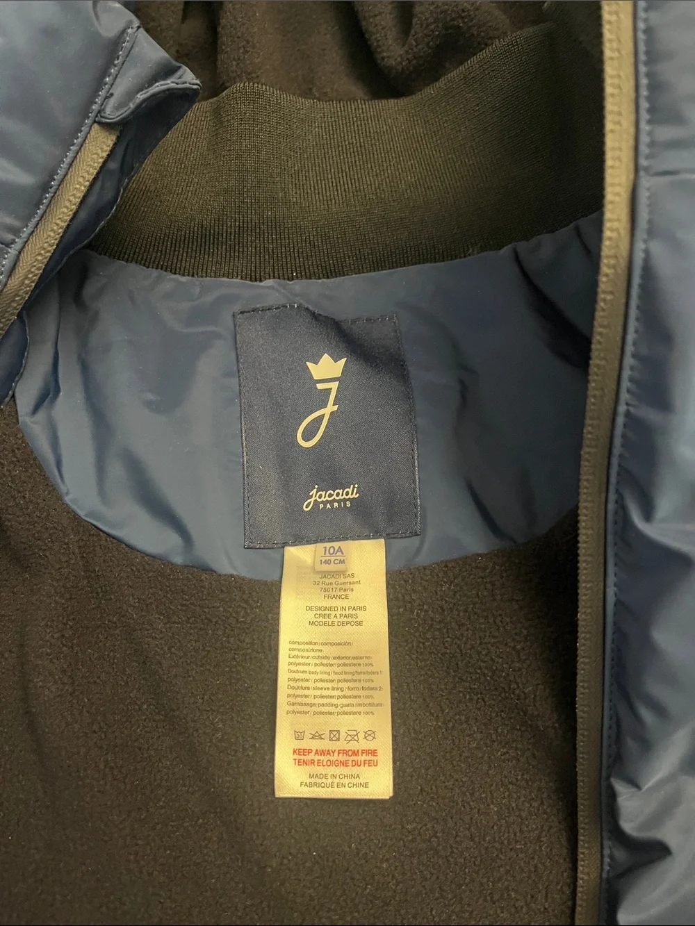 Jacadi Navy Blue Puffer Jacket with Hood- hardly worn